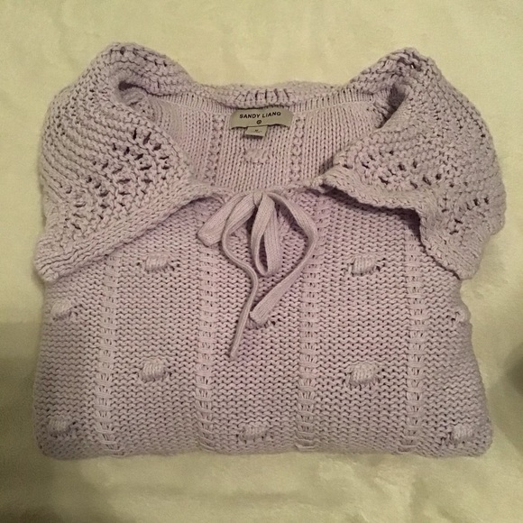 Sandy Liang Lilac Knit Turtleneck Sweater - Picture 1 of 7